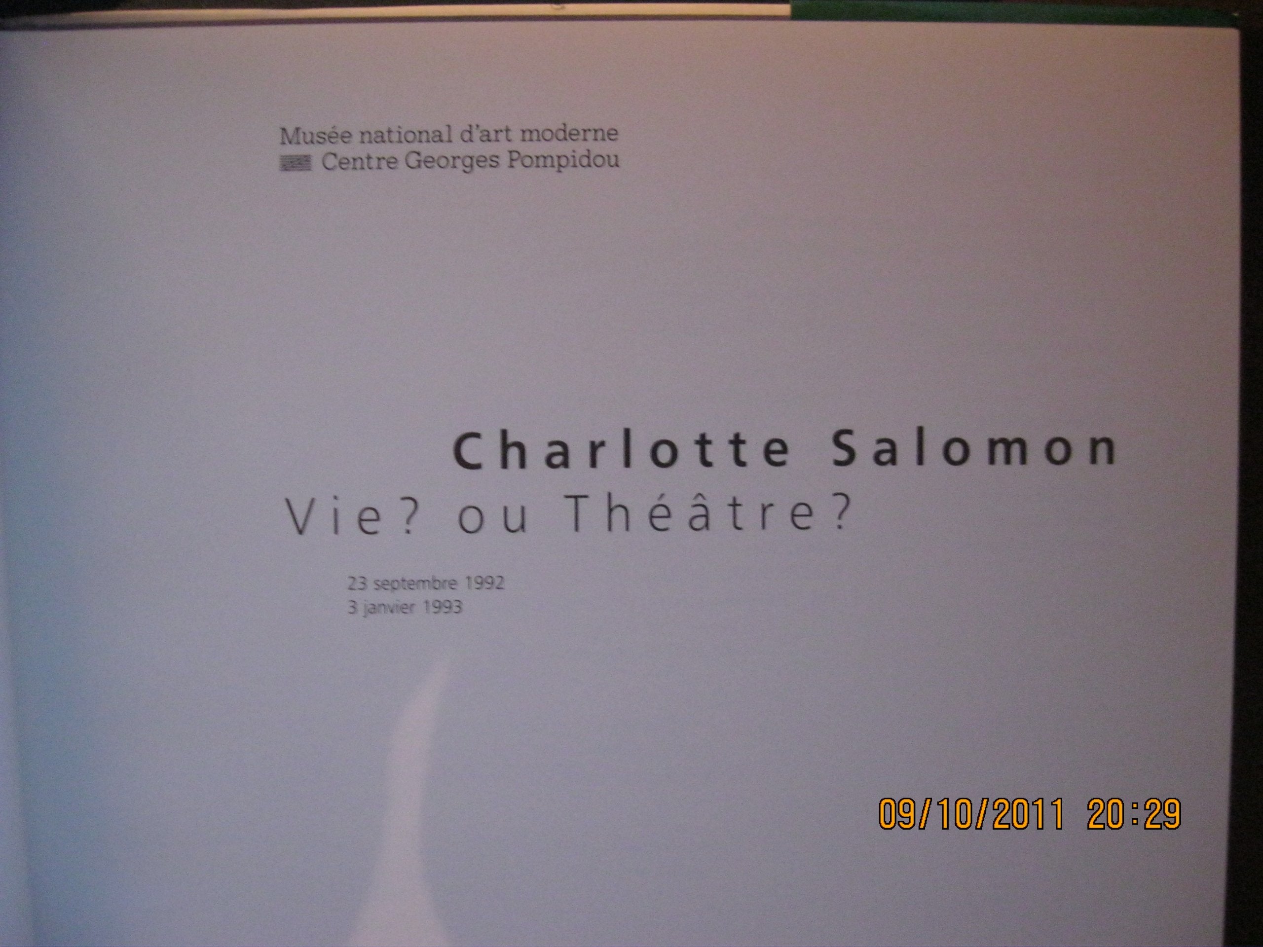 Charlotte Salomon: Vie? Ou Thea^Tre? : 23 Septembre 19923 Janvier 1993 (Catalogue Expo Eco_ Inactif) (French Edition)
