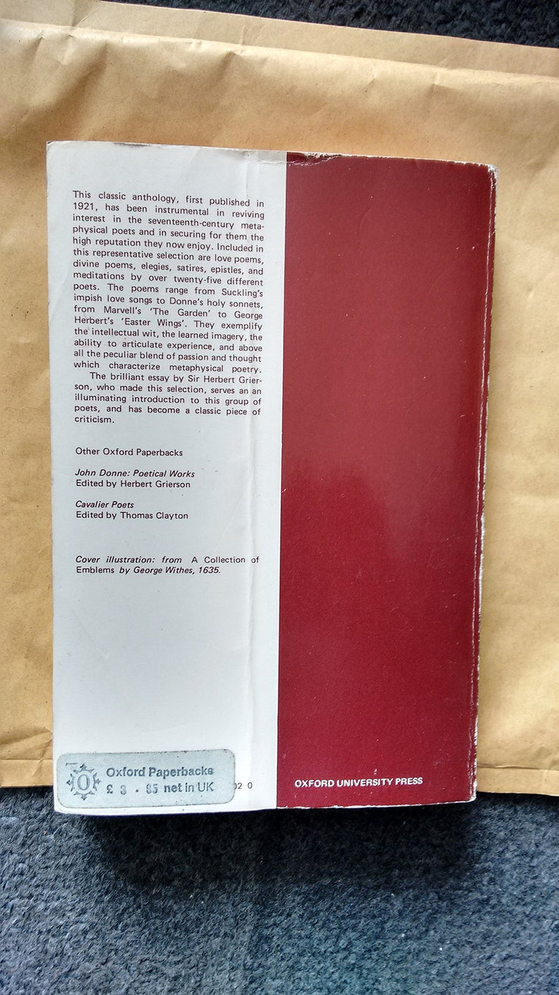 Metaphysical Lyrics And Poems Of The Seventeenth Century: Donne To Butler,Used