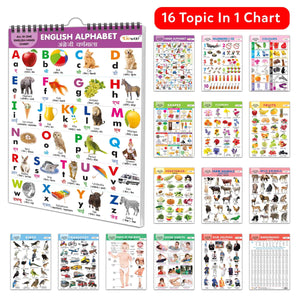 My First All In One Spiral Chart English-Hindi : Learning Chart Book For Kids, Educational Chart For Toddlers, Collection With 16 Topics, Birthday Gifts For Kids