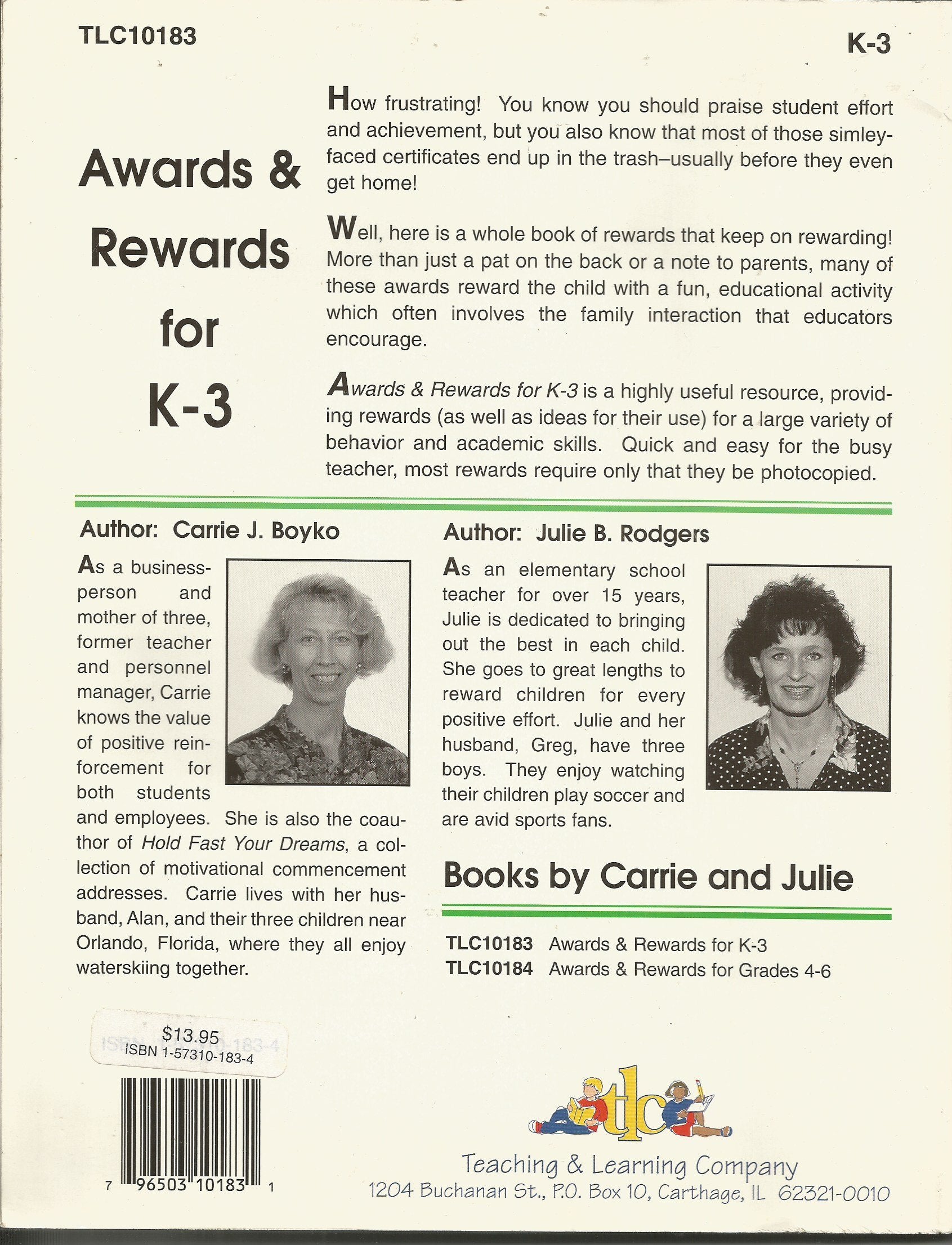 Awards & Rewards for K3: Certificates, Badges, Crafts and More (Teaching & Learning Company, K3),Used