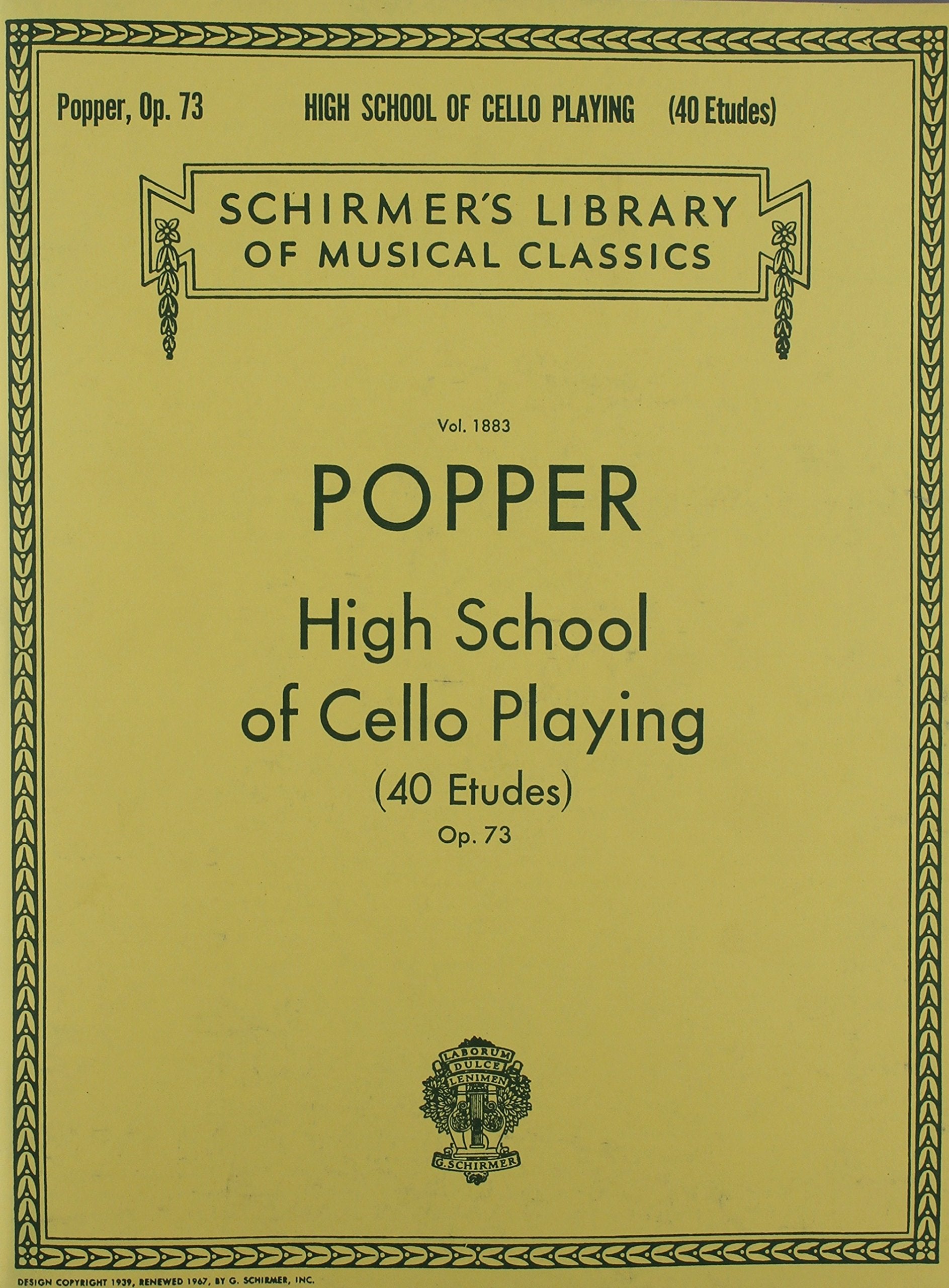 High School Of Cello Playing Op73 40 Etudes (Schirmer Library Of Classics),New