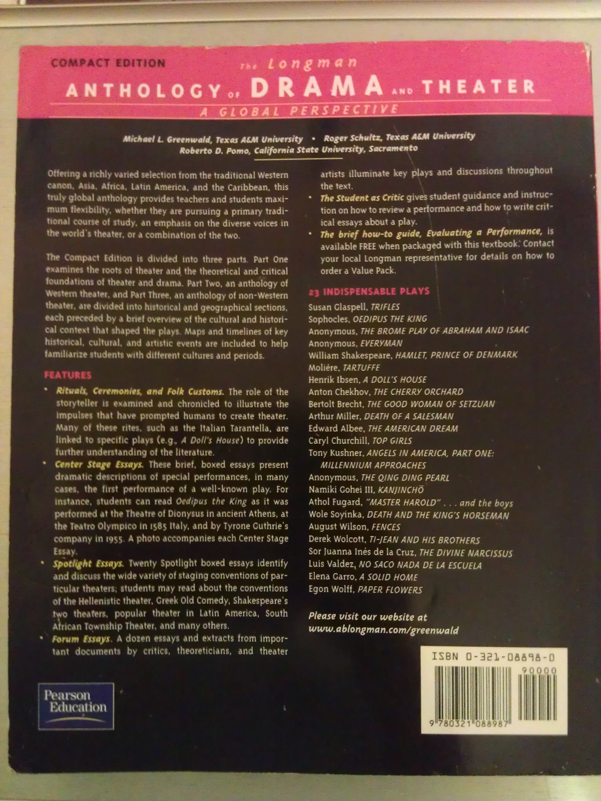 Longman Anthology of Drama and Theater, The: A Global Perspective, Compact Edition,Used