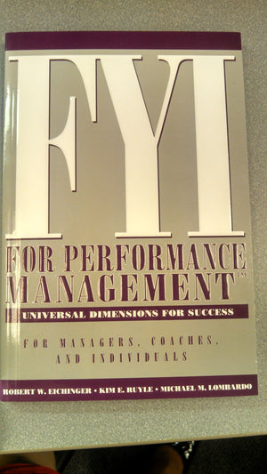 FYI For Performance Management: For Managers, Coaches, and Individuals (CD Included),Used