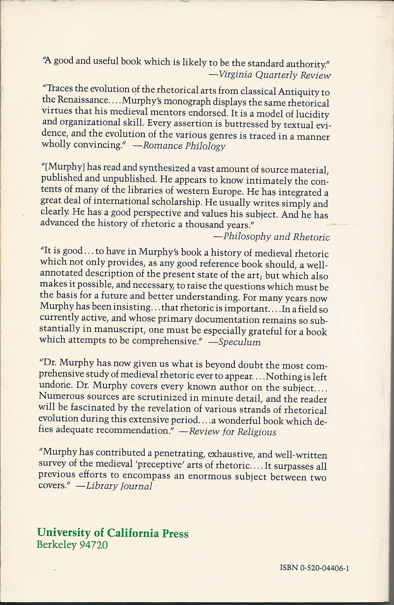 Rhetoric in the Middle Ages: A History of Rhetorical Theory from St. Augustine to the Renaissance,Used