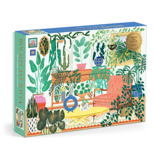 Galison Houseplant Haven  1000 Piece Foil Jigsaw Puzzle Featuring Beautiful Artwork Of Houseplants In A Living Room Scene