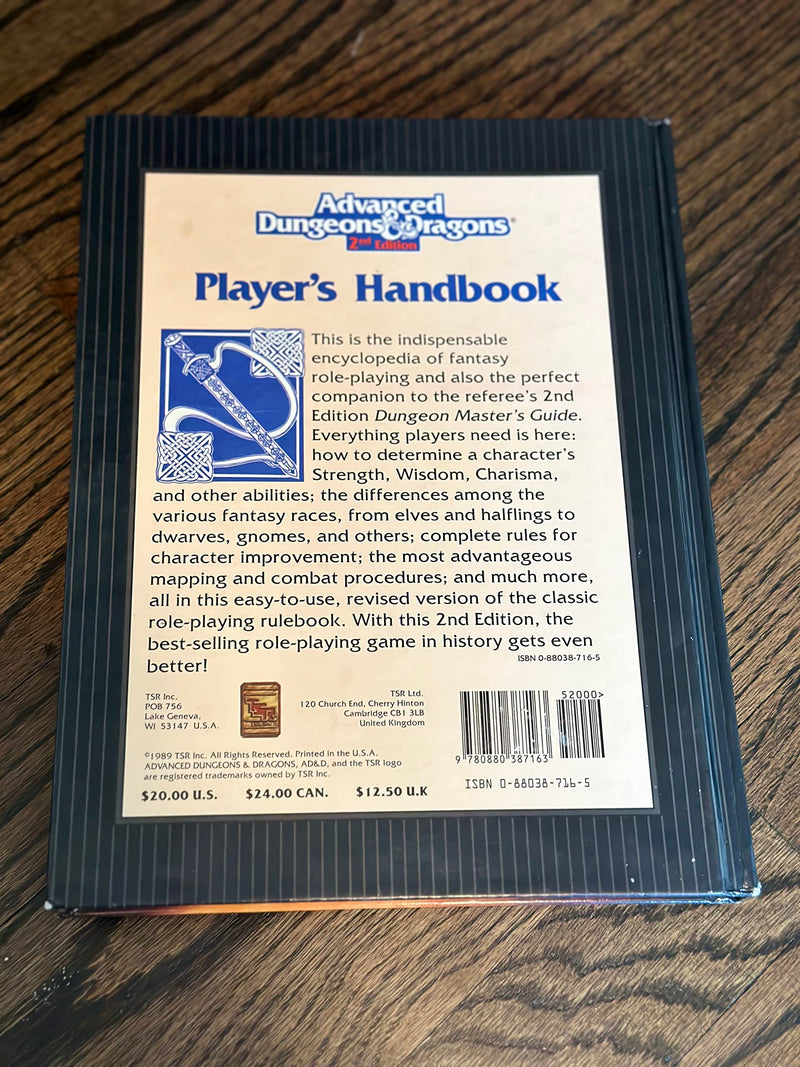 Wizards of the Coast Advanced Dungeons & Dragons Player's Handbook 2nd Edition