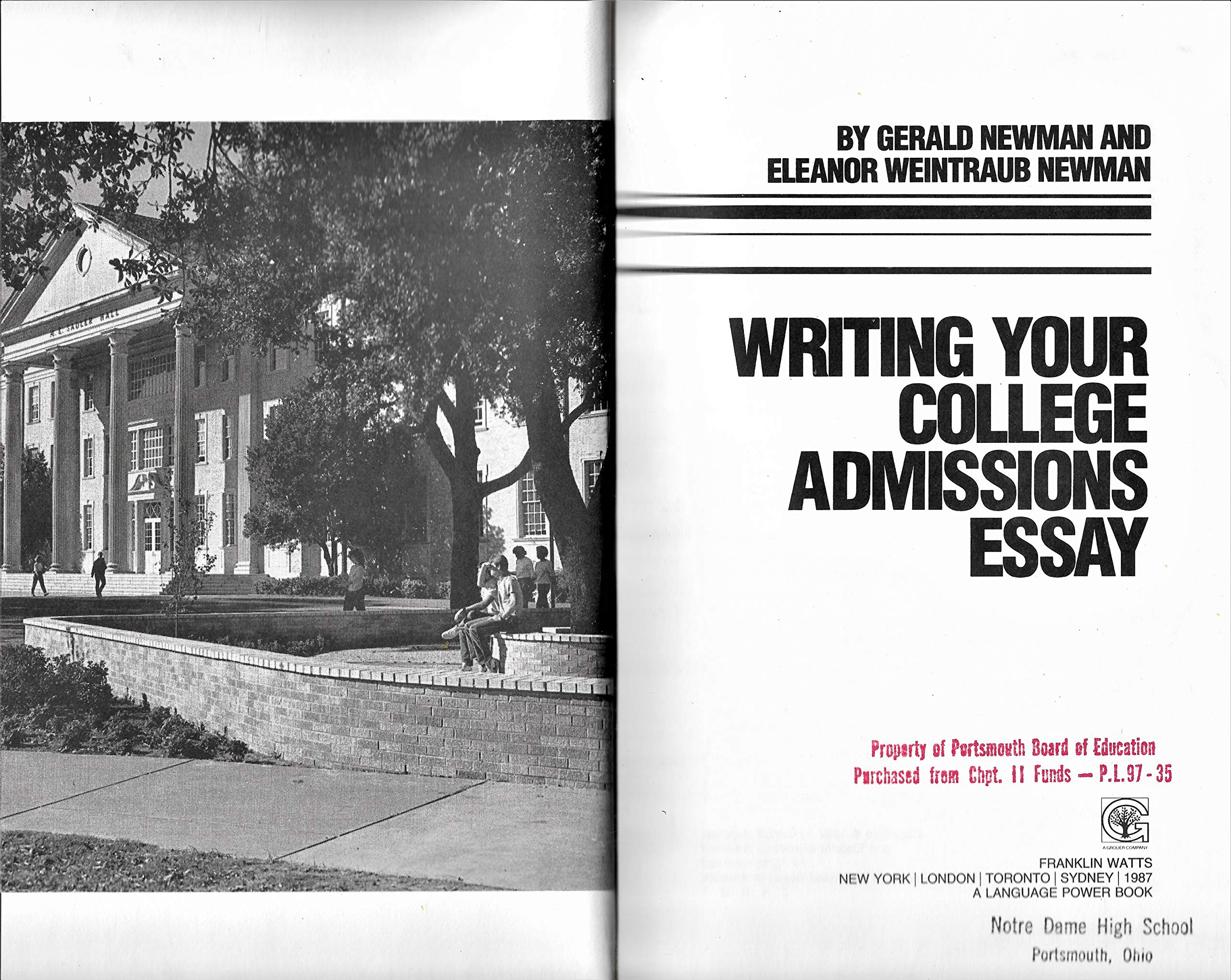 Writing Your College Admissions Essay (Language Power),Used
