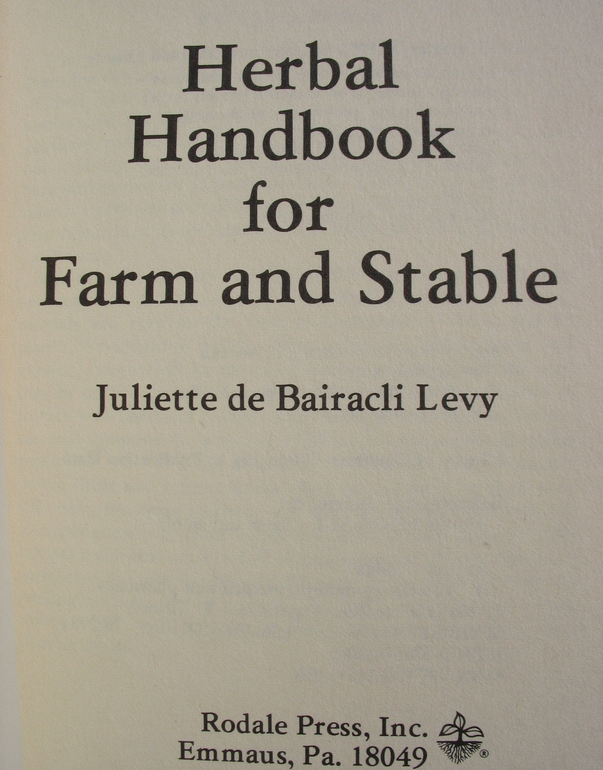 Herbal Handbook for Farm and Stable,New