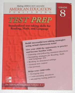 Test Prep Grade 8 Test Preparation for: Reading, Language, Math,Used
