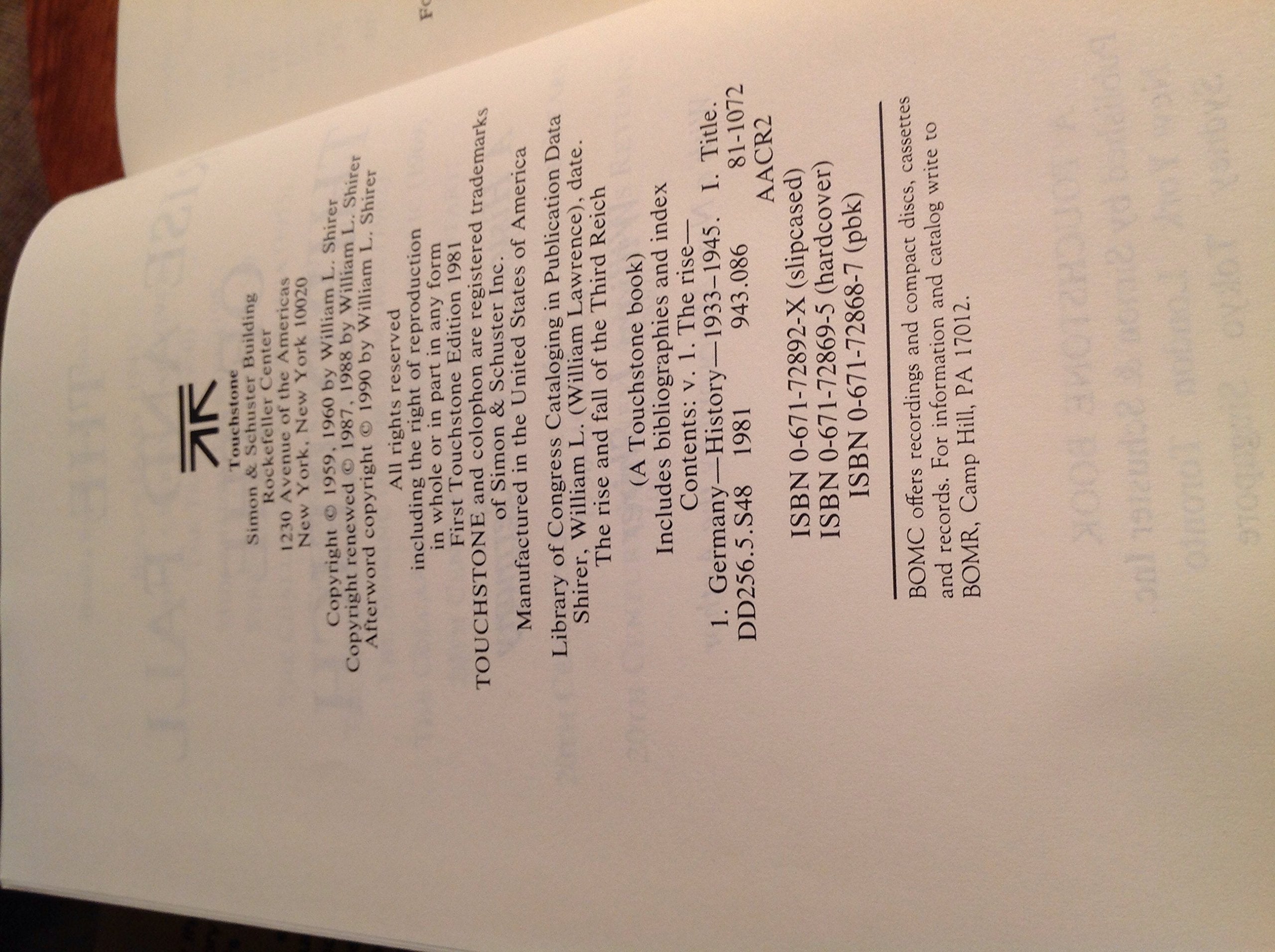 Rise And Fall Of The Third Reich30TH ANNIV EDITION: A History of Nazi Germany,Used