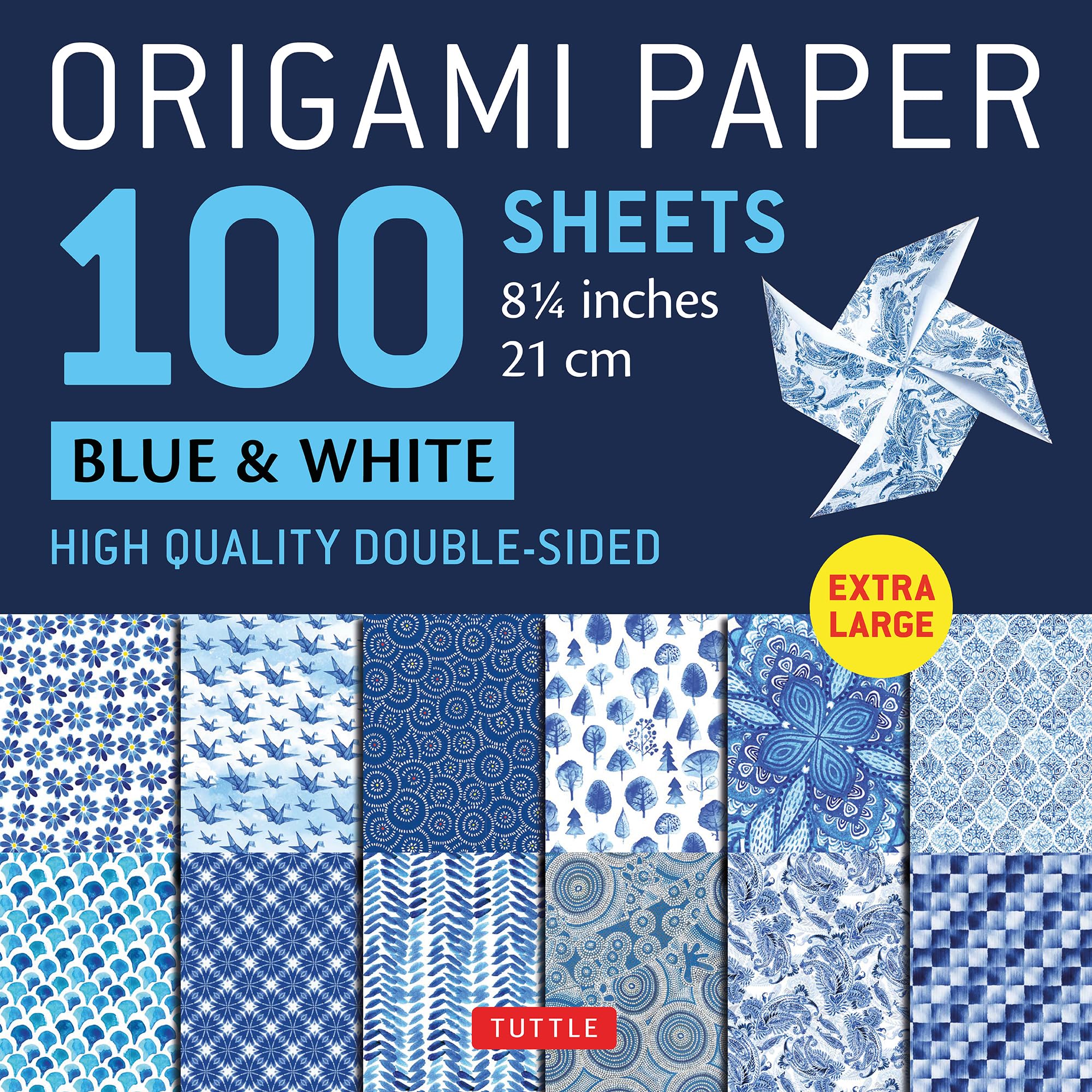 Origami Paper 100 Sheets Blue & White 8 1/4' (21 Cm): Extra Large Doublesided Origami Sheets Printed With 12 Different Designs ,Used