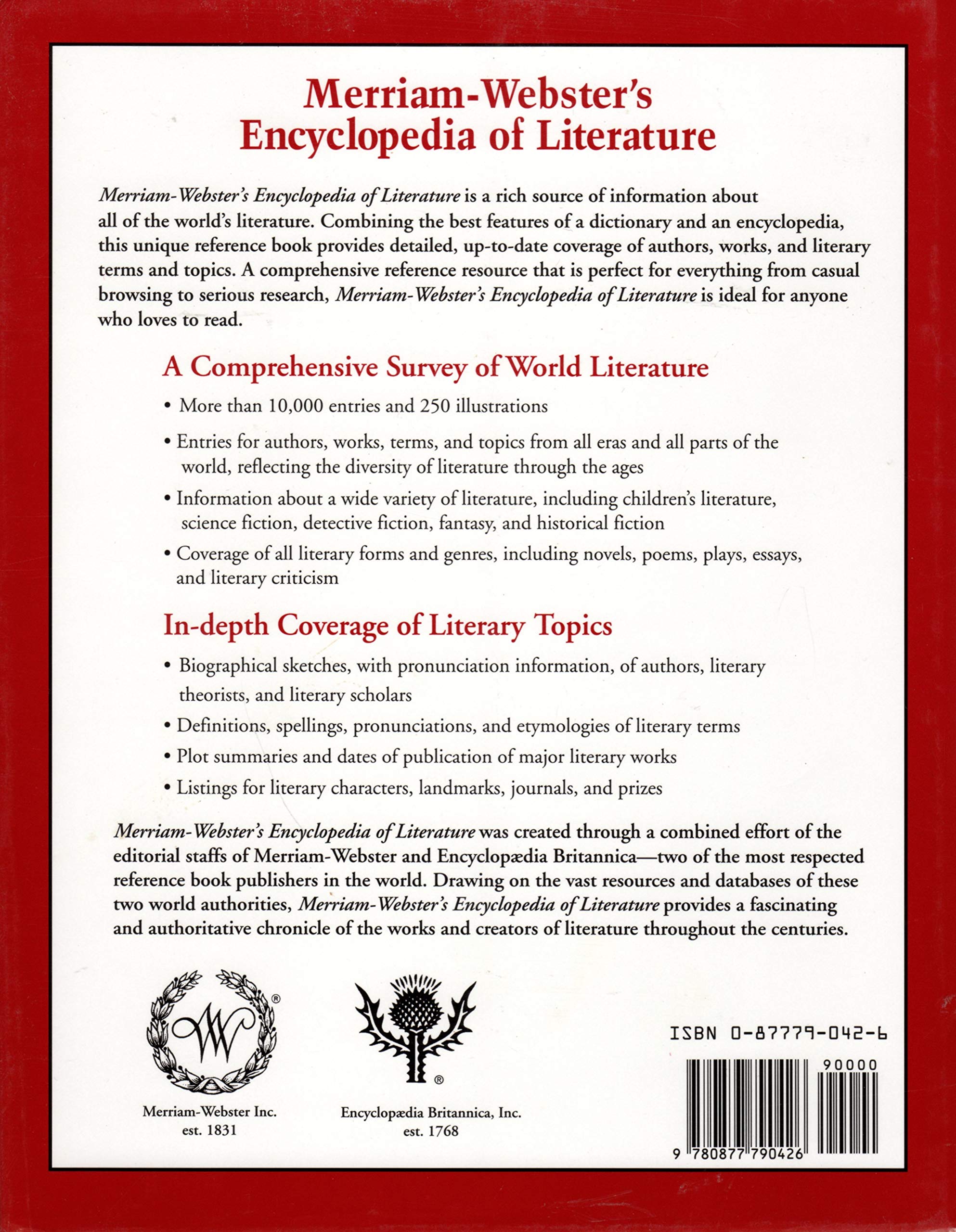 Merriamwebster'S Encyclopedia Of Literature,Used