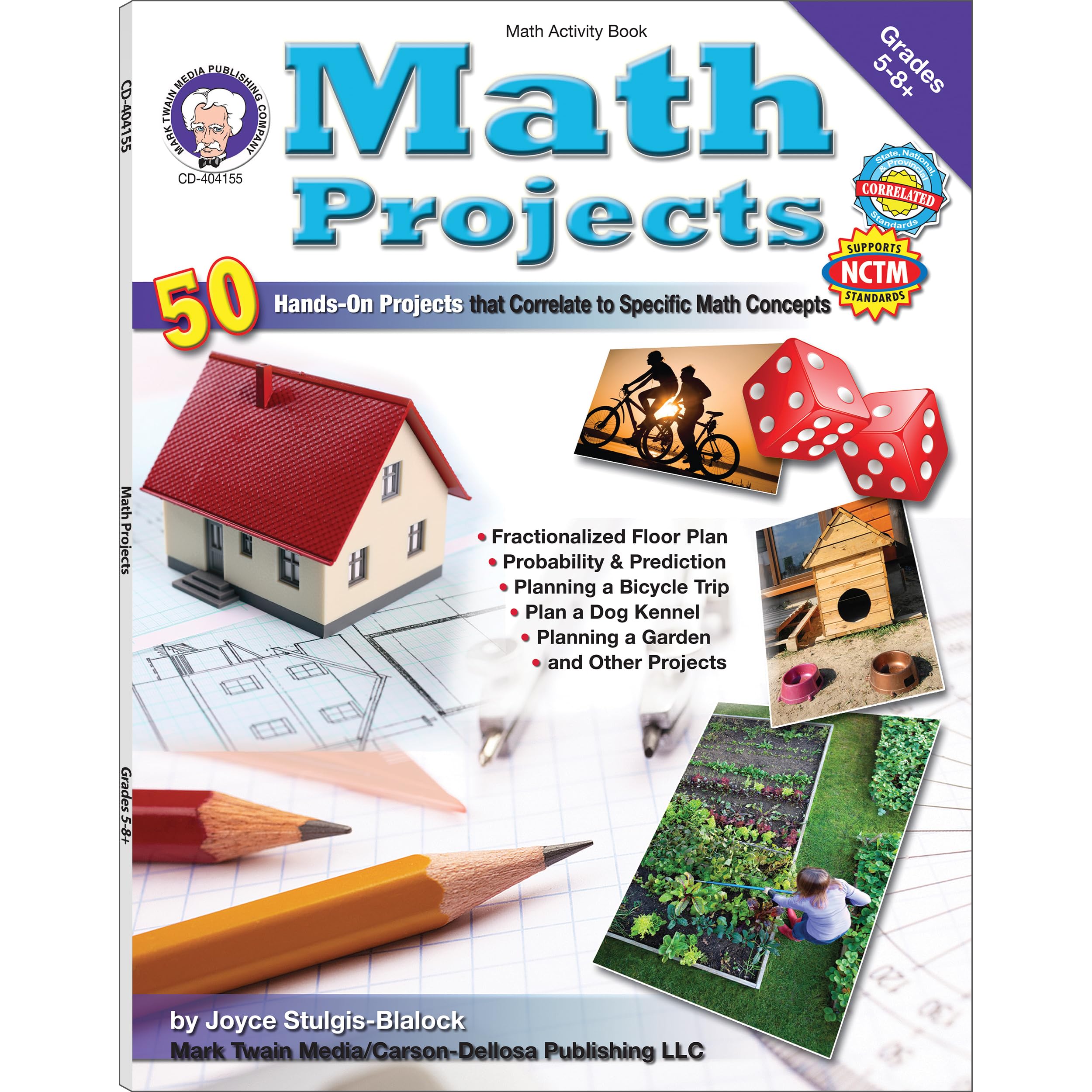 Mark Twain Math Projects Activity Book, Puzzles and HandsOn Geometry, Fractions, Ratio, Algebra, and More Mathematics Activitie,Used