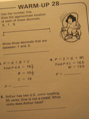 Math WarmUps: Short Exercises for Review & Exploration, For Jr. High, Grades 79,Used