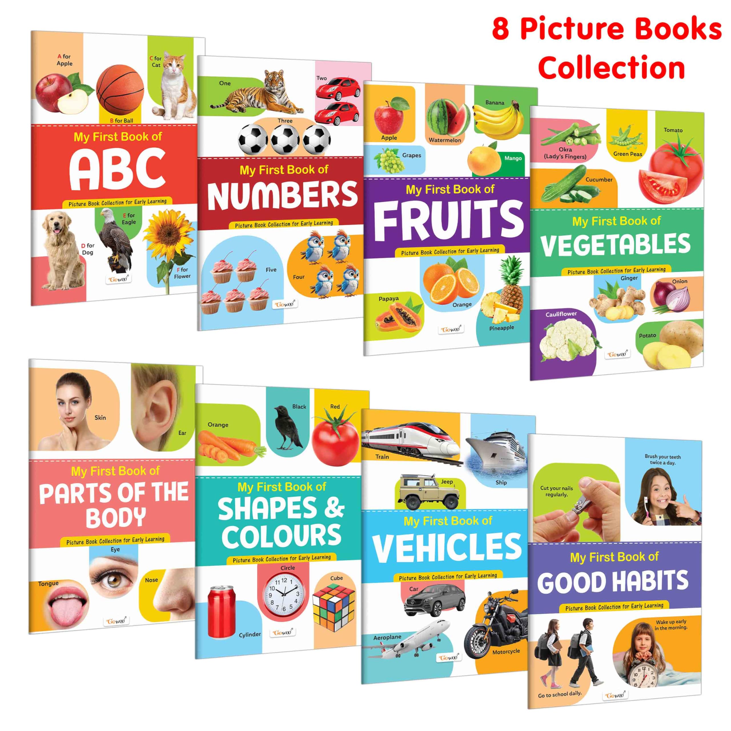 My First Picture Book Collection For Early Learning : Essential Book Of All In One, Early Childhood Learning Books With 8 Topics, Birthday Gifts For Children Best Friend