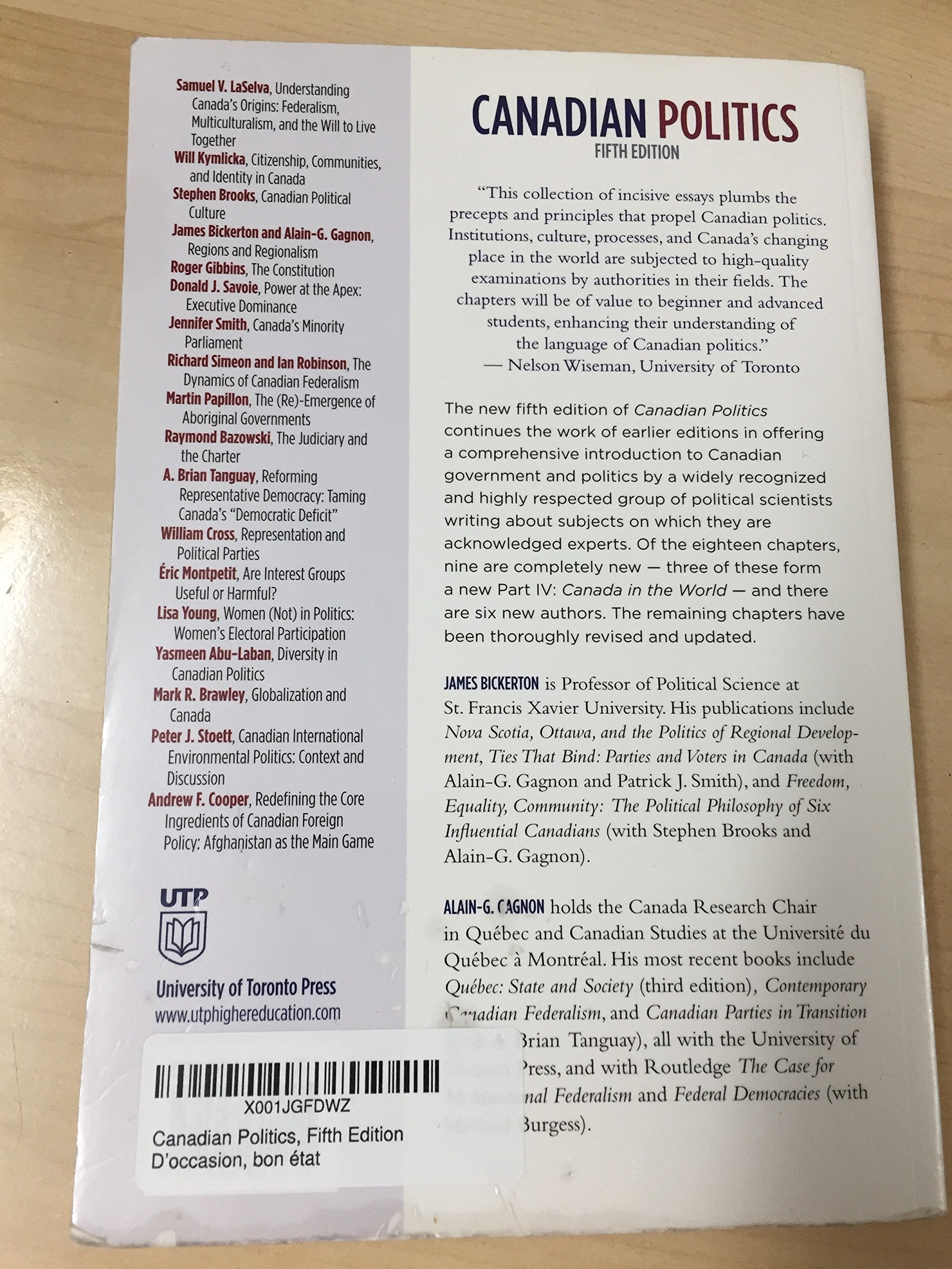 Canadian Politics, Fifth Edition,Used