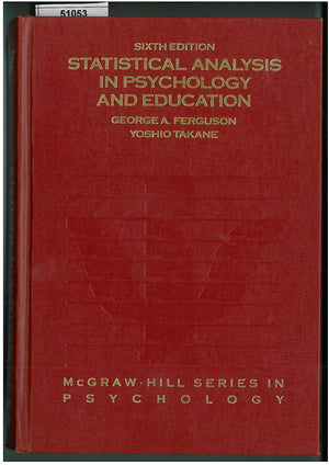 Statistical Analysis In Psychology And Education, 6Th Edition,Used