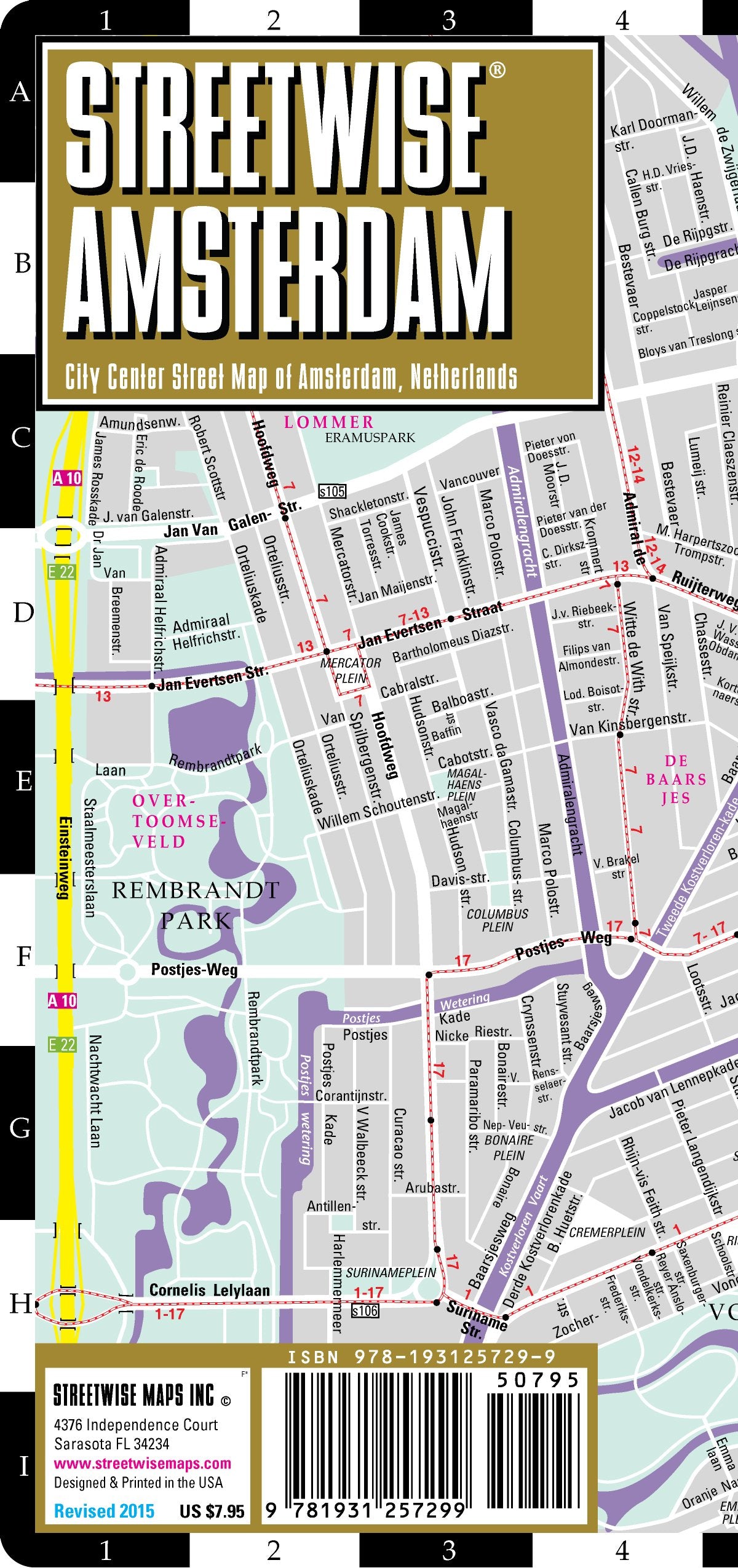 Streetwise Amsterdam Map  Laminated City Center Street Map of Amsterdam, Netherlands,New