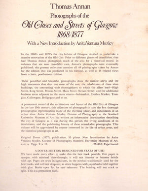 Photographs of the Old Closes and Streets of Glasgow, 18681877,Used