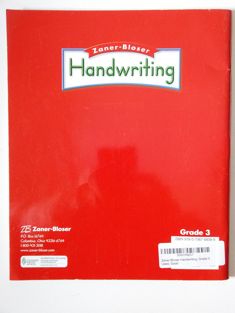 Zanerbloser Handwriting; Grade 3,New