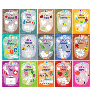 Little Colouring Books For Kids (Set Of 15 Books) - Gift To Children For Painting, Drawing And Colouring - Shapes, Colours, Cartoons, Alphabet, Animals, Birds, Toys, Vegetables,  - 3 To 6 Years Old