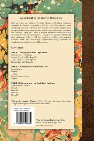 Analysis of M. Ortolan's Institutes of Justinian,Used
