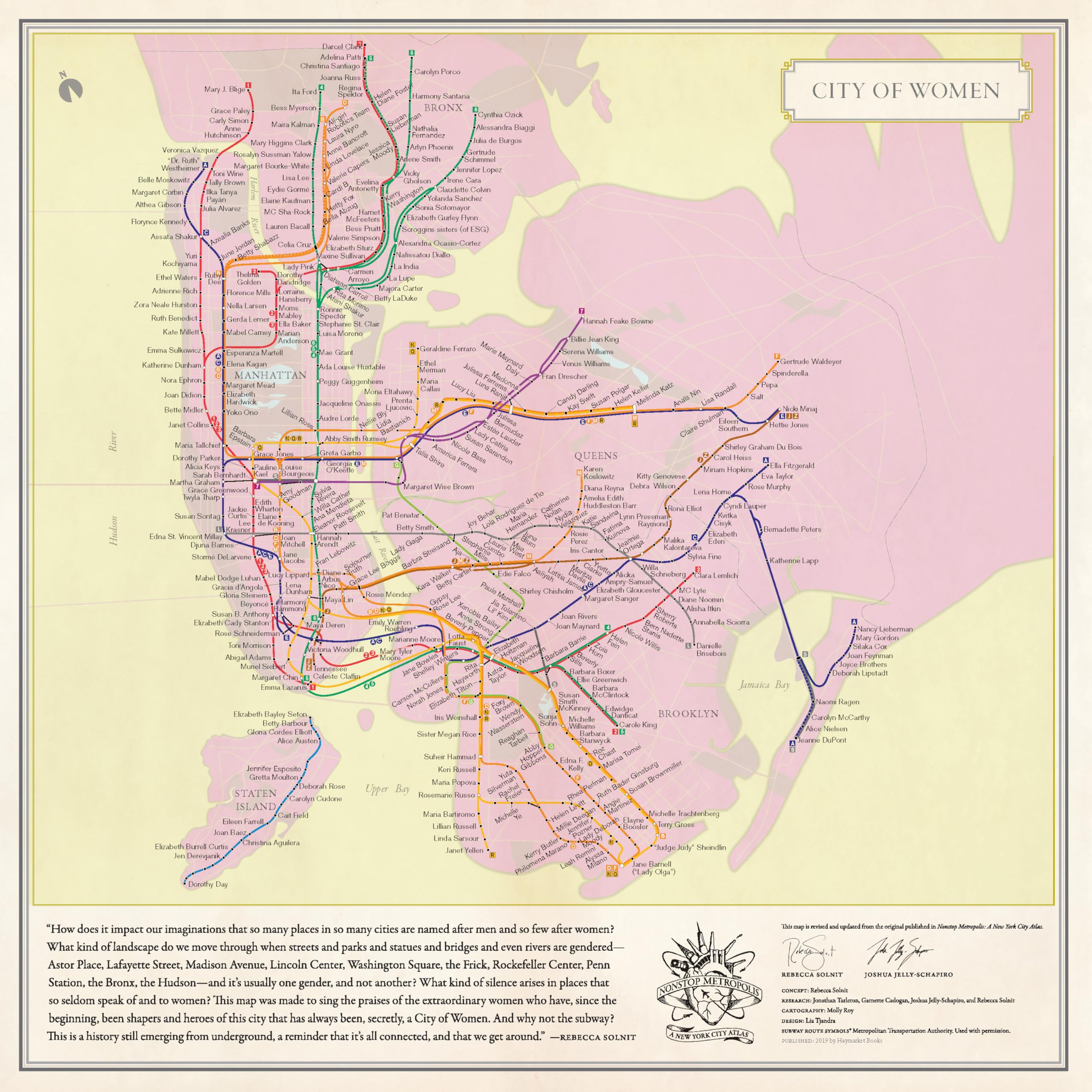 City of Women New York City Subway Wall Map (20 x 20 Inches),Used