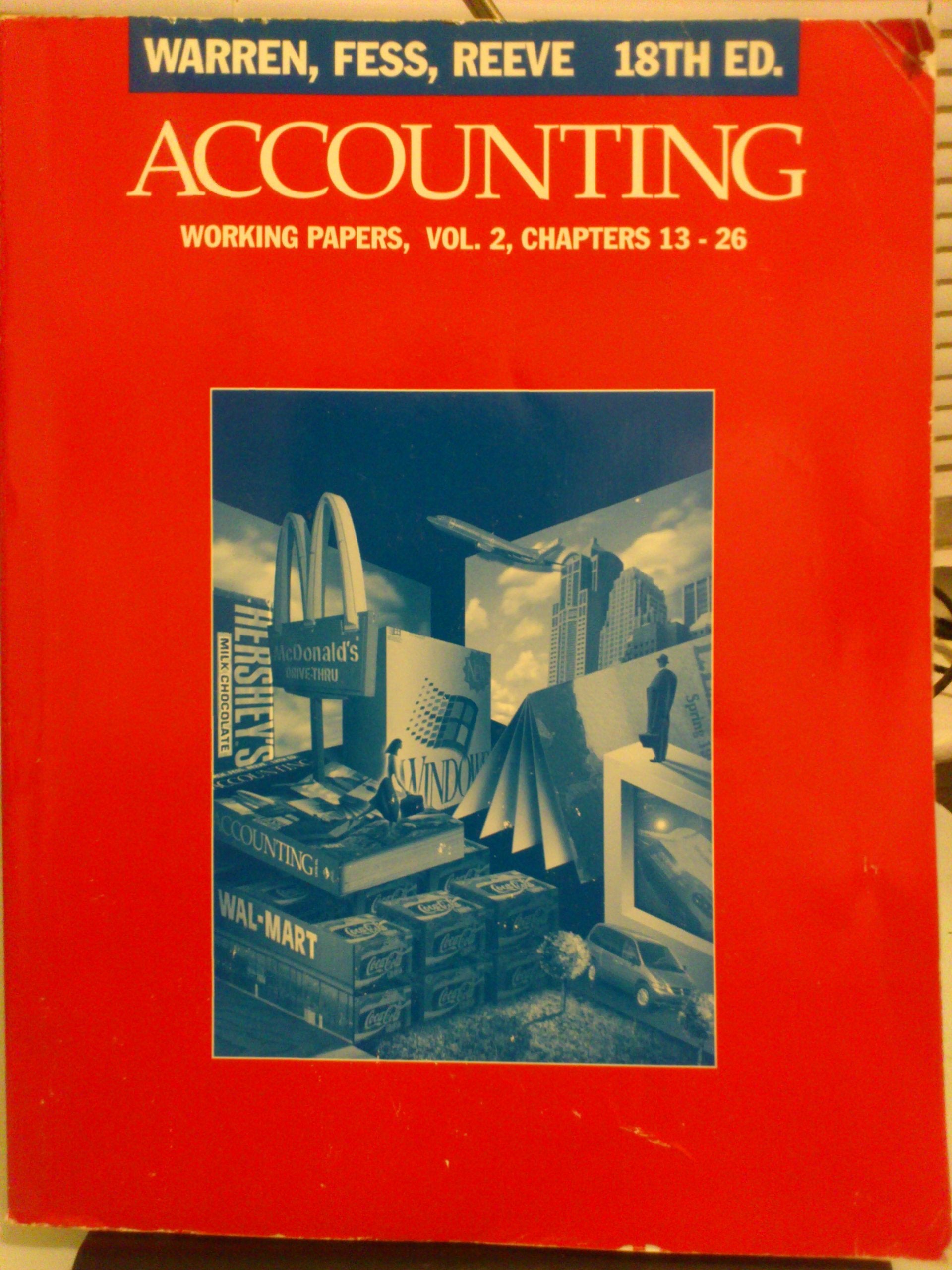 Working Papers for Accounting, Chs. 1326,Used