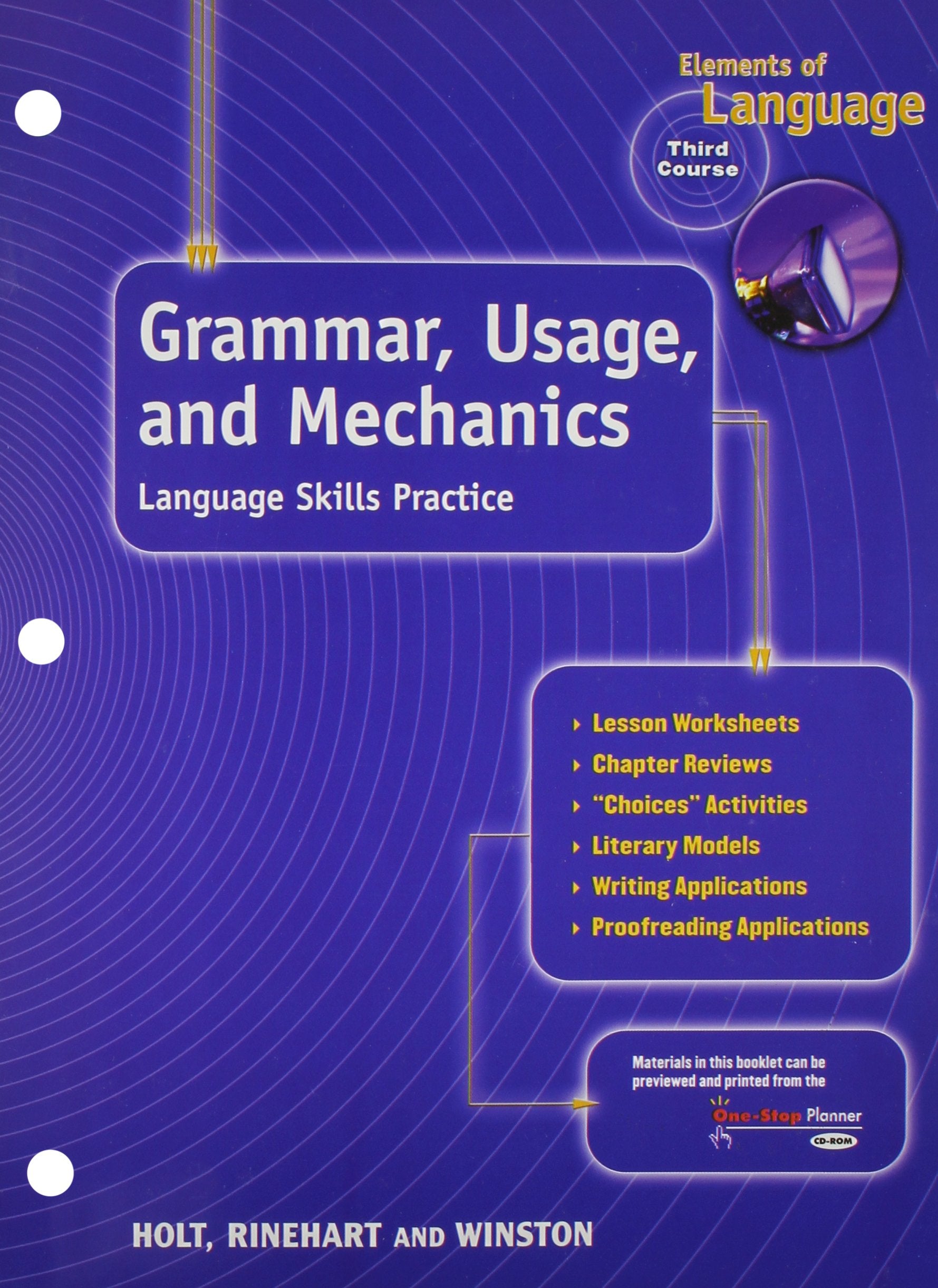 Elements of Language, 3rd Course, Grade 9: Grammar Usage and Mechanics Language Skills Practice,Used