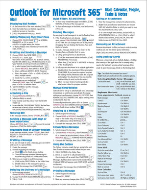 Microsoft Outlook 365 Mail, Calendar, People, Tasks, Notes Quick Reference  Windows Version (Cheat Sheet Of Instructions, Tips
