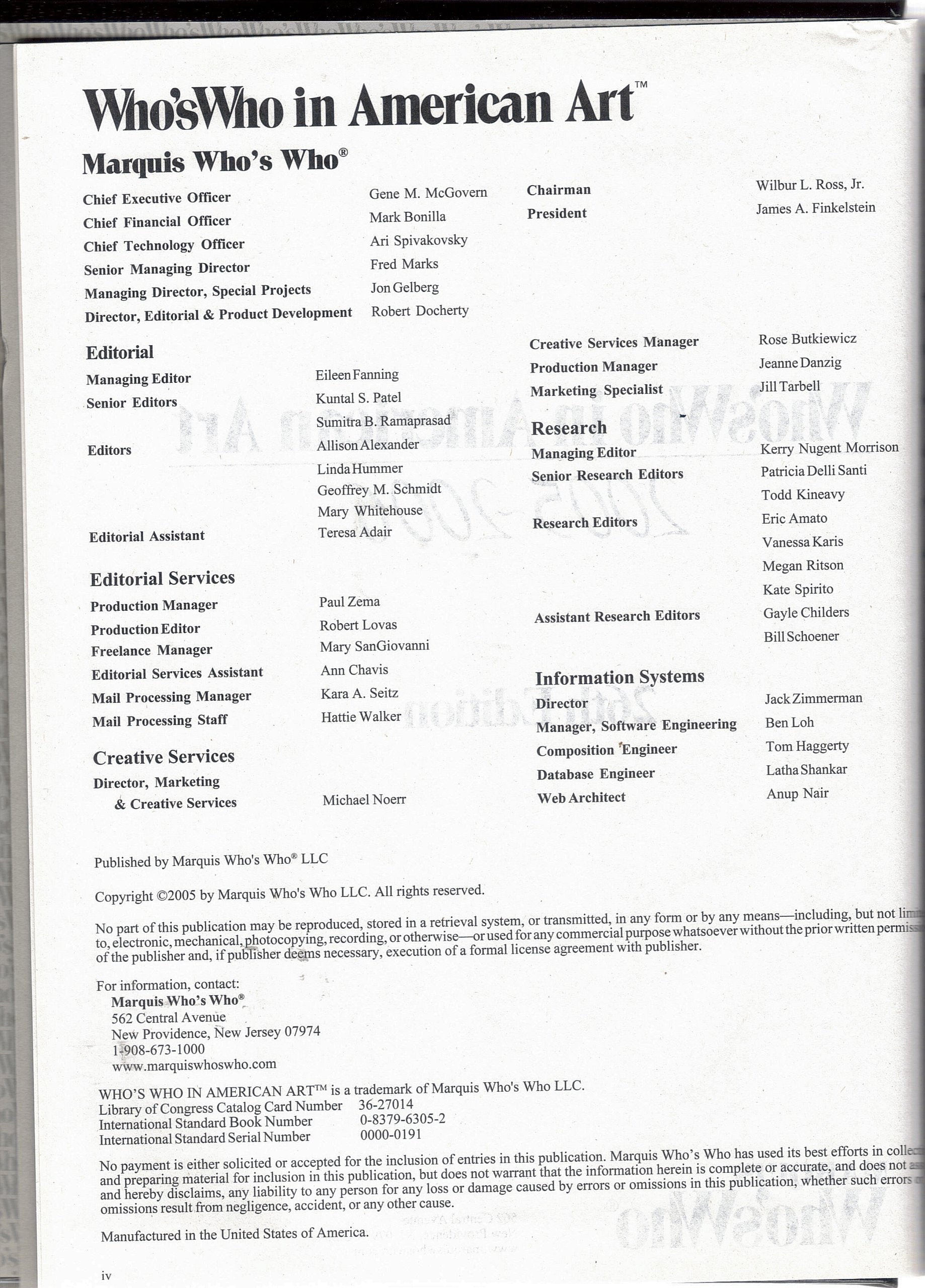 Who's Who in American Art 20052006 (Who's Who in American Art),Used