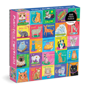 Mudpuppy PurrFect Portraits!  500 Piece Family Jigsaw Puzzle With Colorful And Fun Illustrations Of A Variety Of Cats For Chil