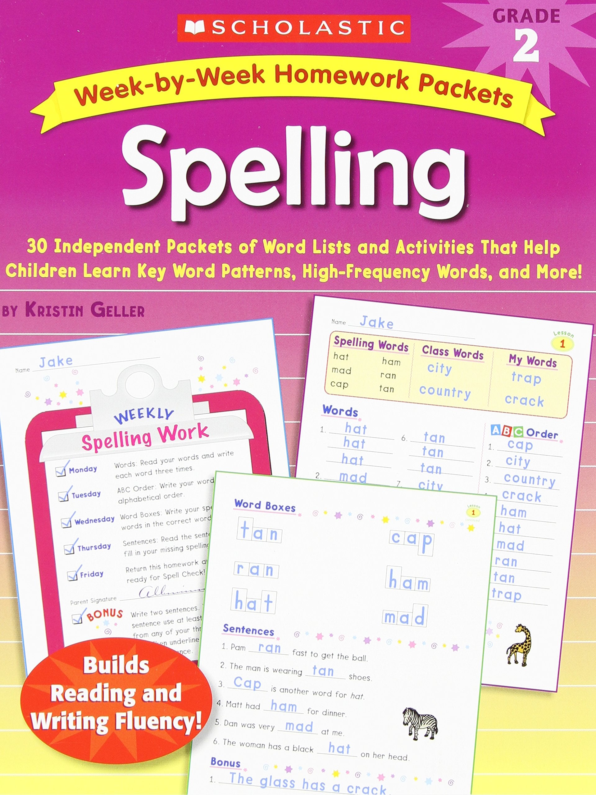 WeekbyWeek Homework Packets: Spelling: Grade 2: 30 Independent Packets of Word Lists and Activities That Help Children Learn K,Used