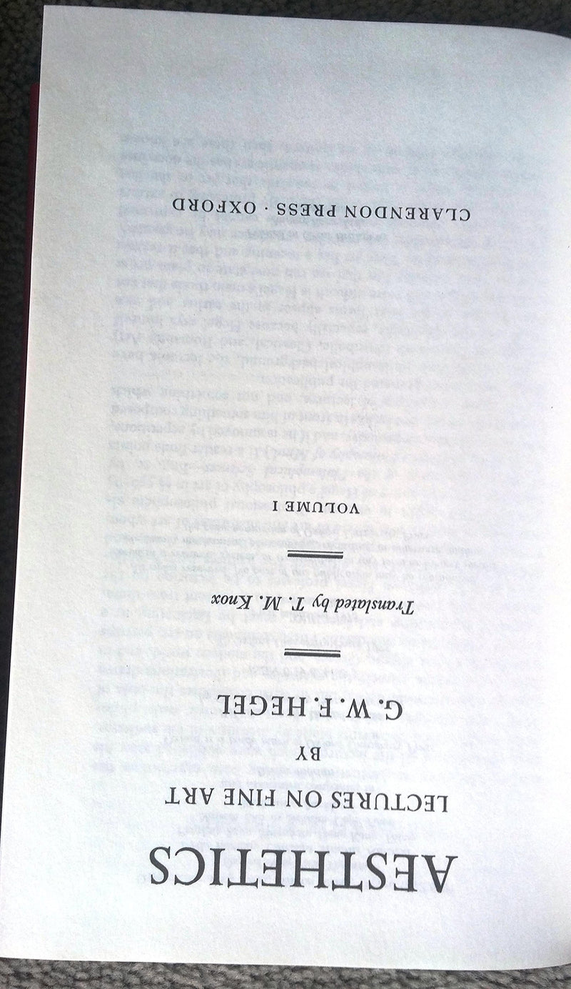 Aesthetics: Lectures On Fine Art By G.W.F. Hegelvolume Ii,New