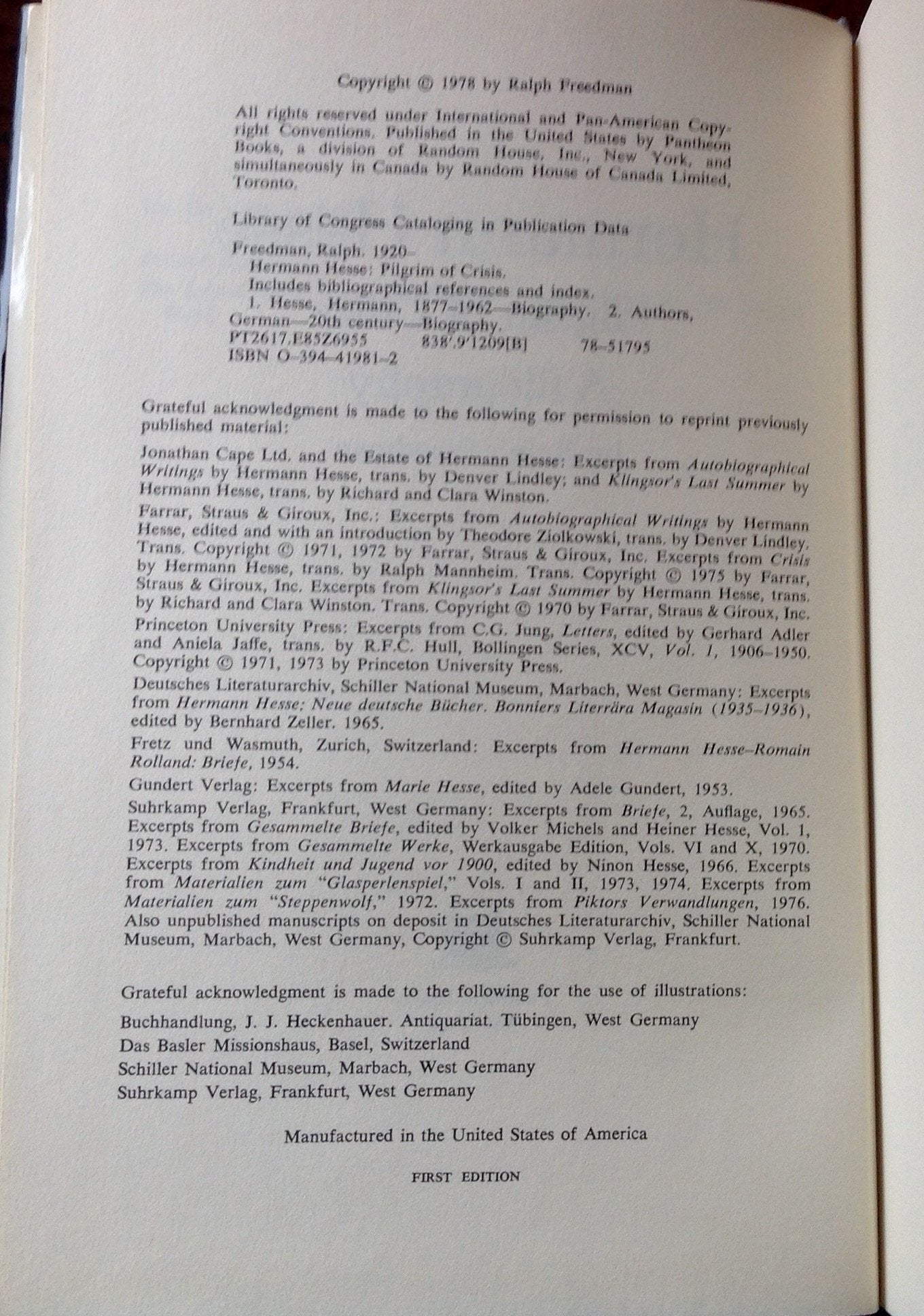 HERMAN HESSE BIOGRAPHY,Used