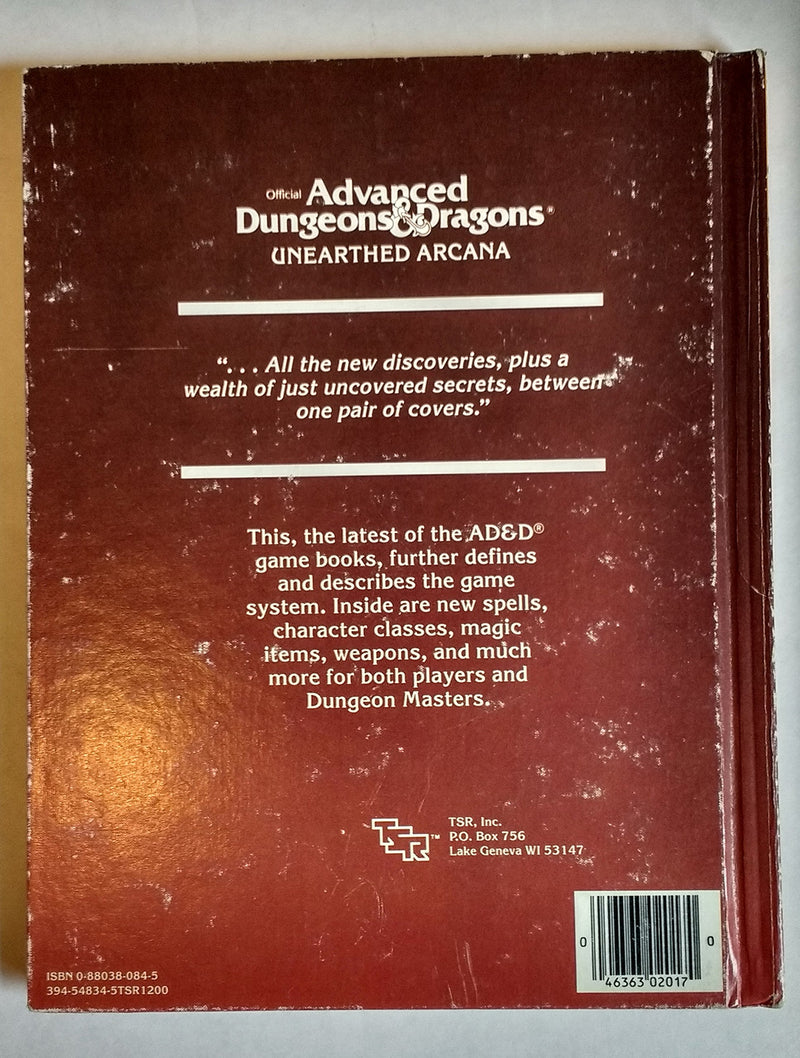 Official Advanced Dungeons And Dragons, Unearthed Arcana,Used