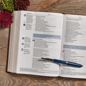 CSB Life Connections Study Bible, Brown LeatherTouch, Black Letter, Study Notes and Commentary, Margin Questions, Icons, Small G,New