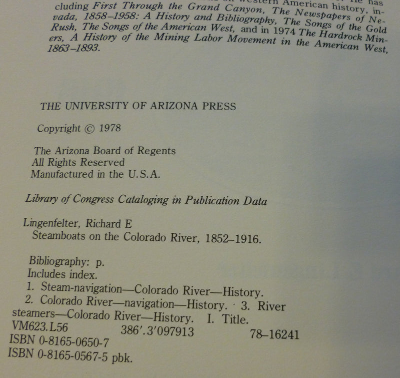 Steamboats on the Colorado River, 18521916,Used