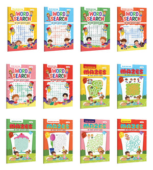 My First Activity Book Word Search And Mazes  Yellow, Green, Blue, Pink, Orange And Red Edition :- Adventures Puzzle Activity Book, Mind Games Fun Activity Book | Pack Of 12 Activity Books