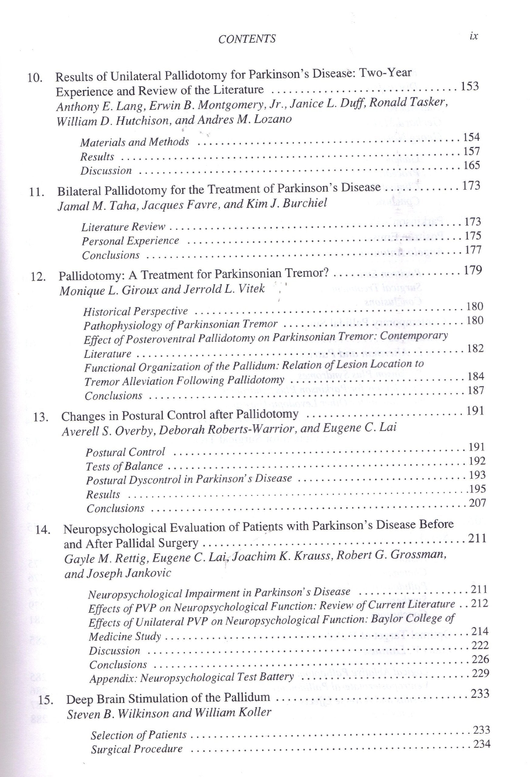 Pallidal Surgery for the Treatment of Parkinson's Disease and Movement Disorders,Used