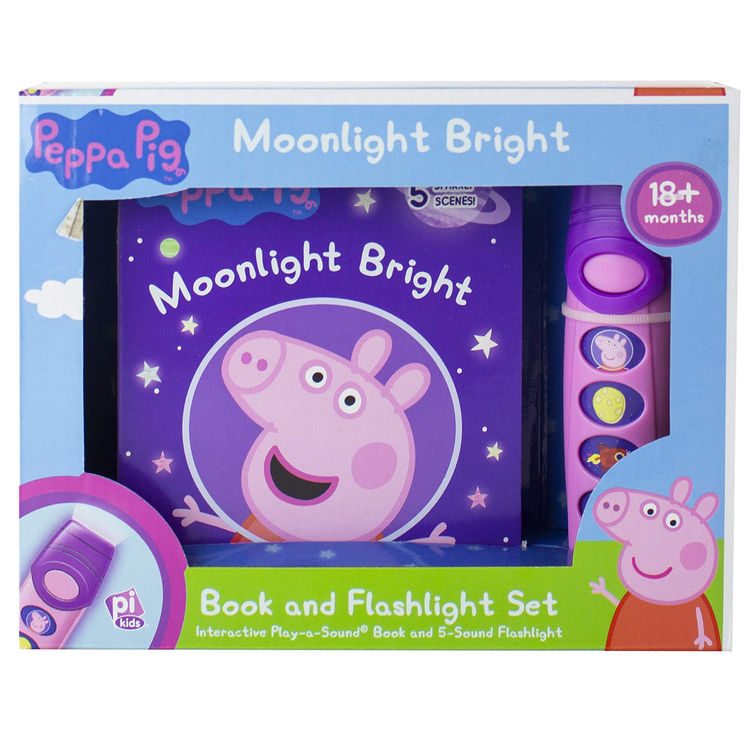 Peppa Pig  Moonlight Bright Sound Book and Sound Flashlight Toy Set  PI Kids,Used