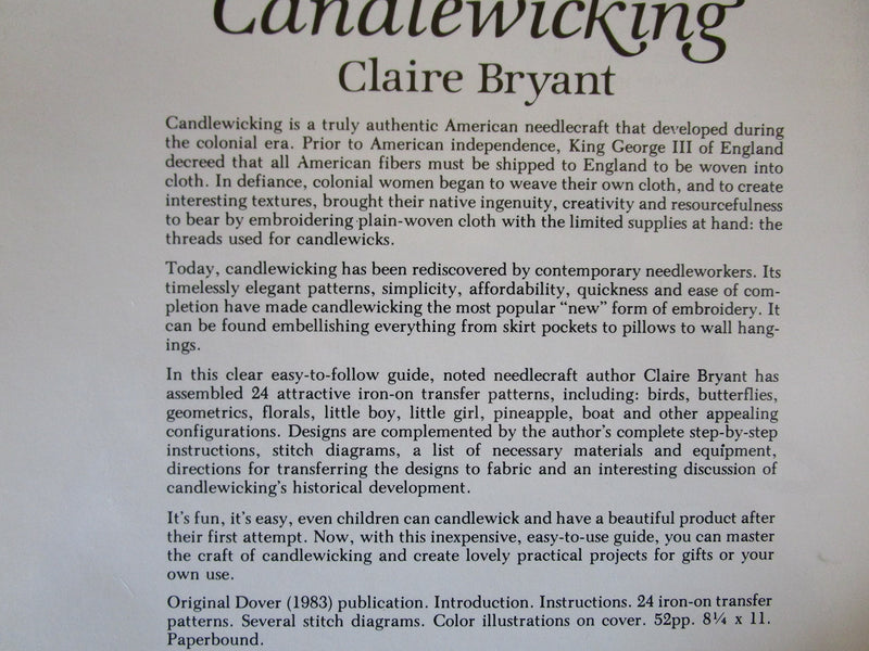 Candlewicking: 24 Ironon Transfer Patterns and Complete Instructions,Used