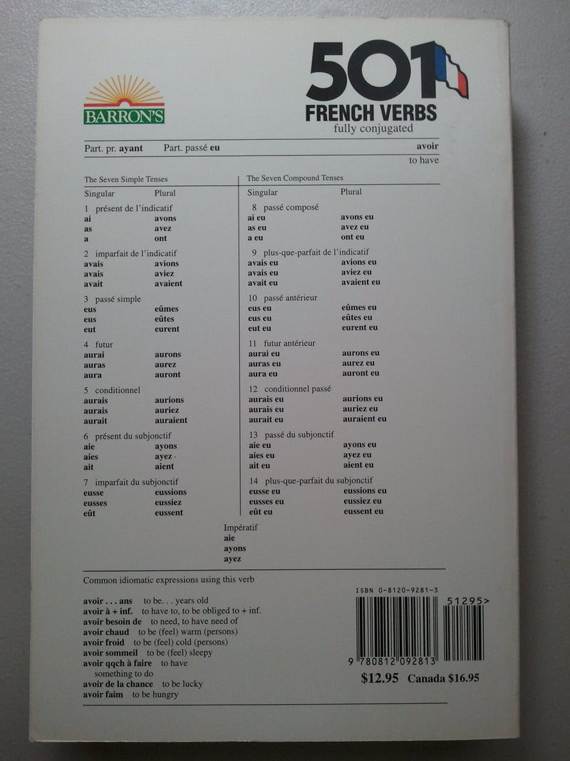 501 French Verbs: Fully Conjugated in All the Tenses in a New EasyToLearn Format Alphabetically Arranged (English and French E,Used