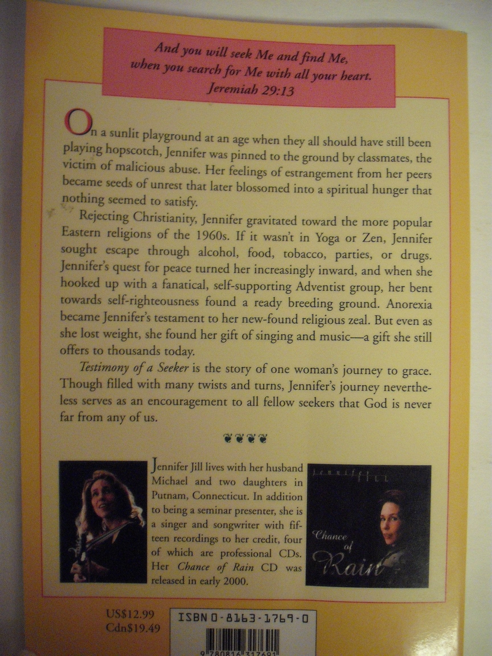 Testimony of a Seeker: A Young Woman's Journey to Grace,Used