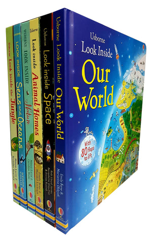 Usborne Look Inside Our World 6 Books Collection Pack Set ( Seas And Oceans, Nature,Our World,Animal Homes,Jundle,Space)