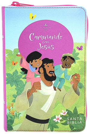 Biblia Para Ni?Os Reina Valera 1960 Edicion Limitada Con Cierre Y Indice Color Rosado Caminando Con Jesus Ni?As/ Kids Bible Full