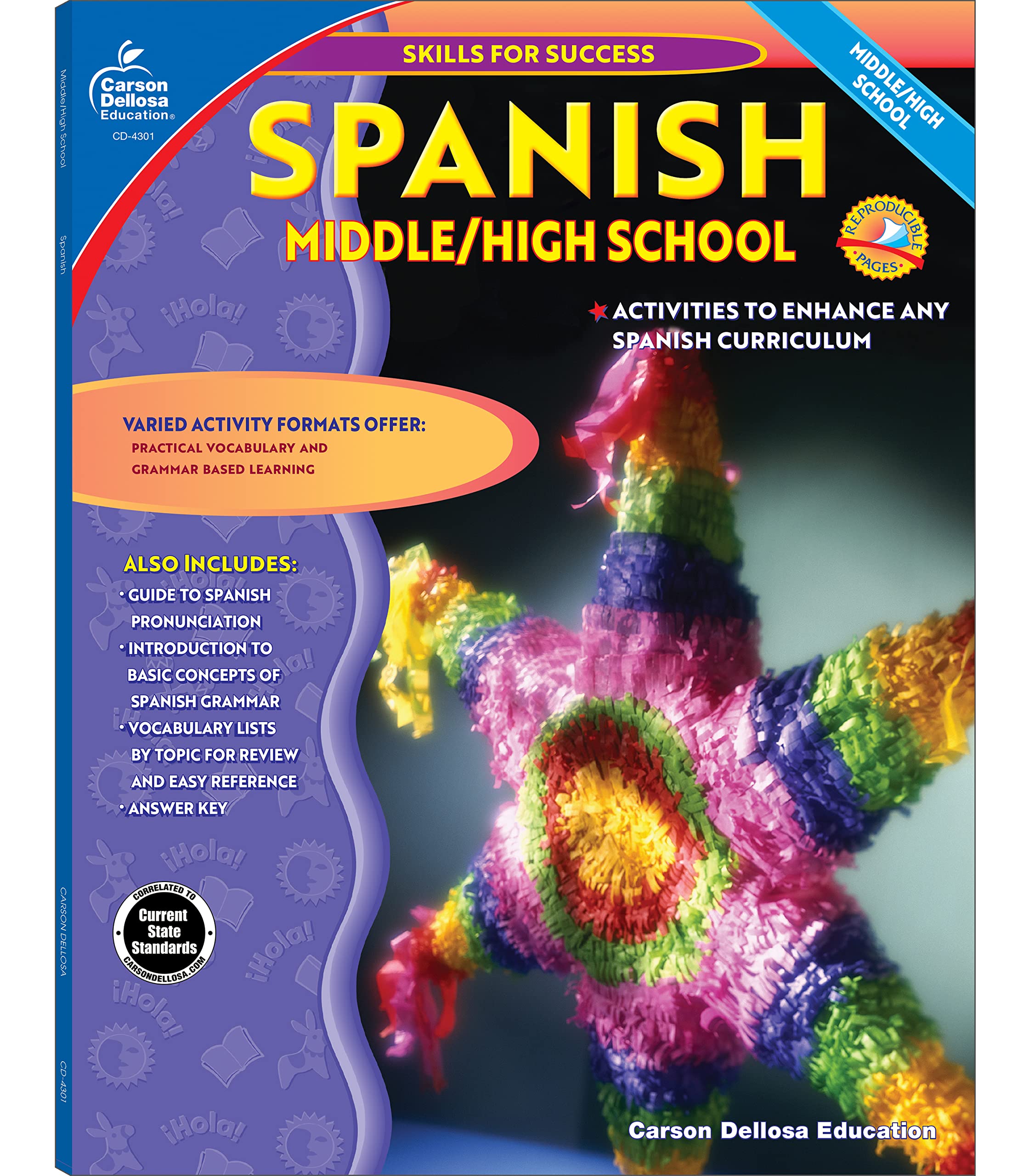 Carson Dellosa Skills for Success, Spanish Workbook for Middle School and High School Students, Learning Spanish Practice and Ac,New