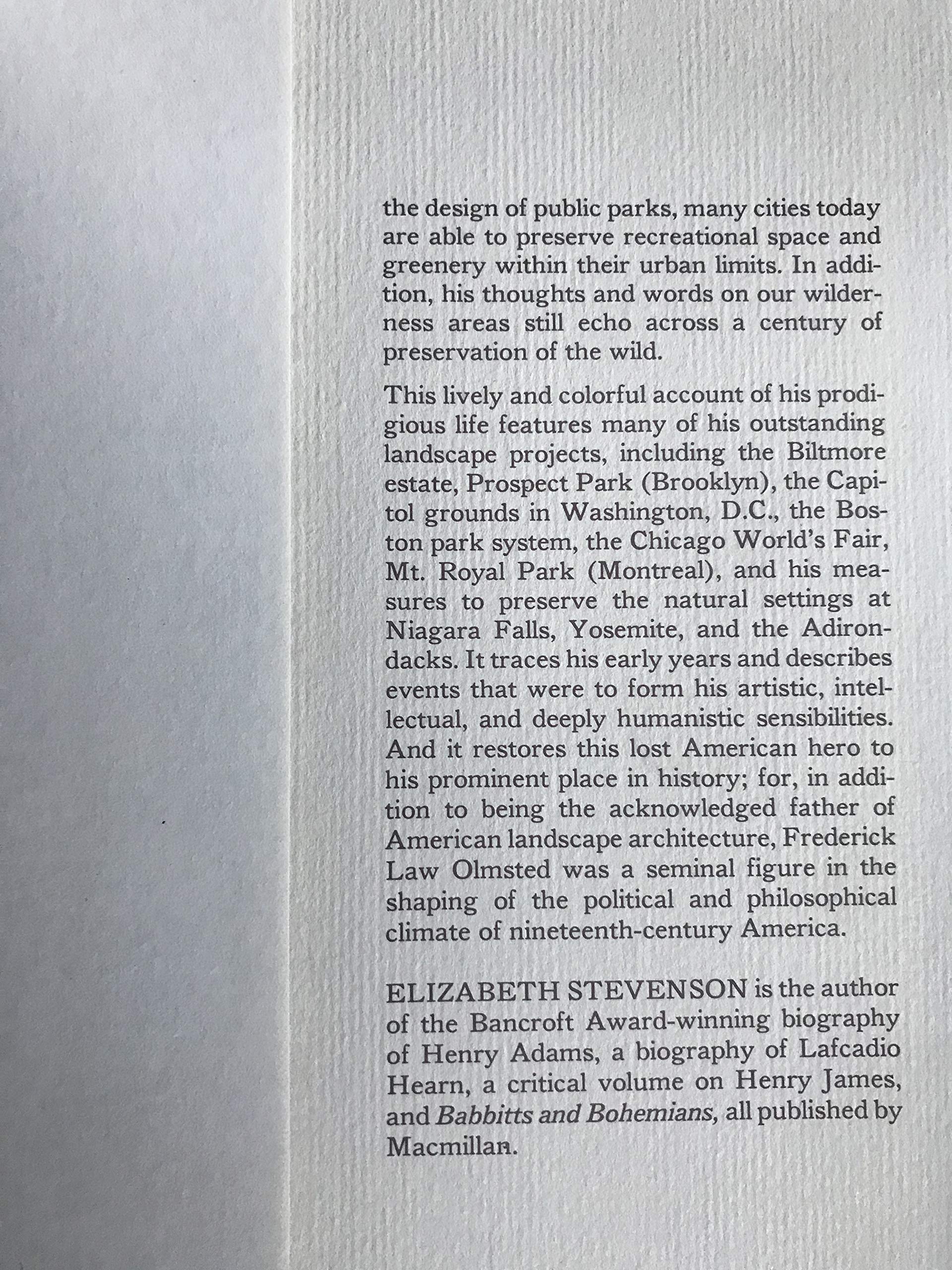 Park Maker: A Life of Frederick Law Olmsted,Used