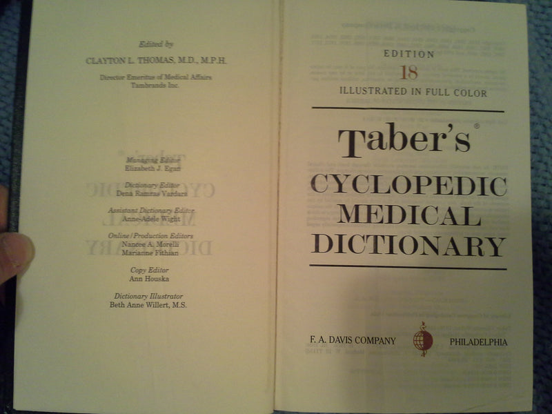 Tabers Cyclopedic Medical Dictionary (18Th Ed),New
