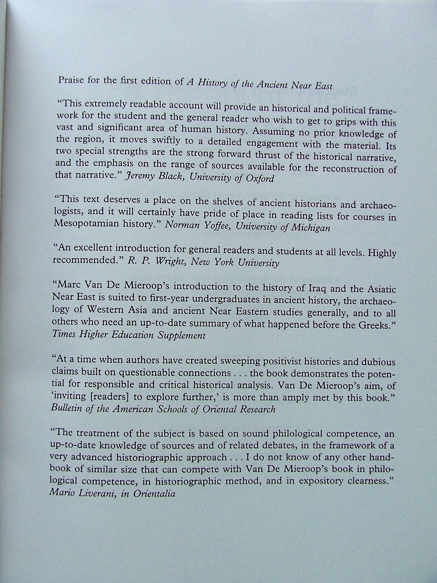 A History of the Ancient Near East: Ca. 3000323 Bc,Used